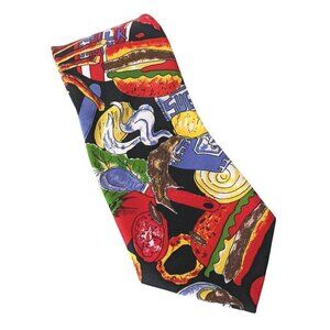 Next Exit Novelty Necktie Fast Food Hamburger Multicolor
